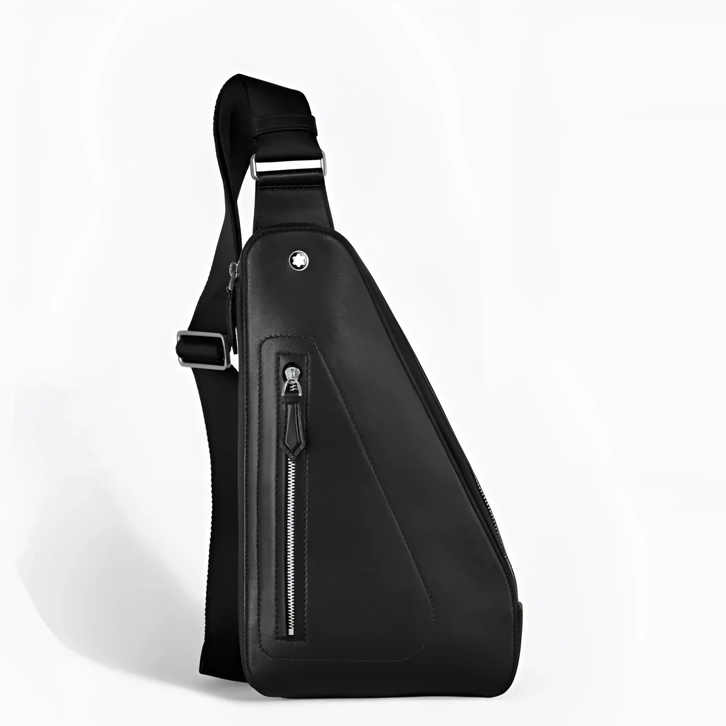 Borsa a tracolla montblanc soft nera in pelle con zip e tasche esterne offrono praticità e stile compatto
