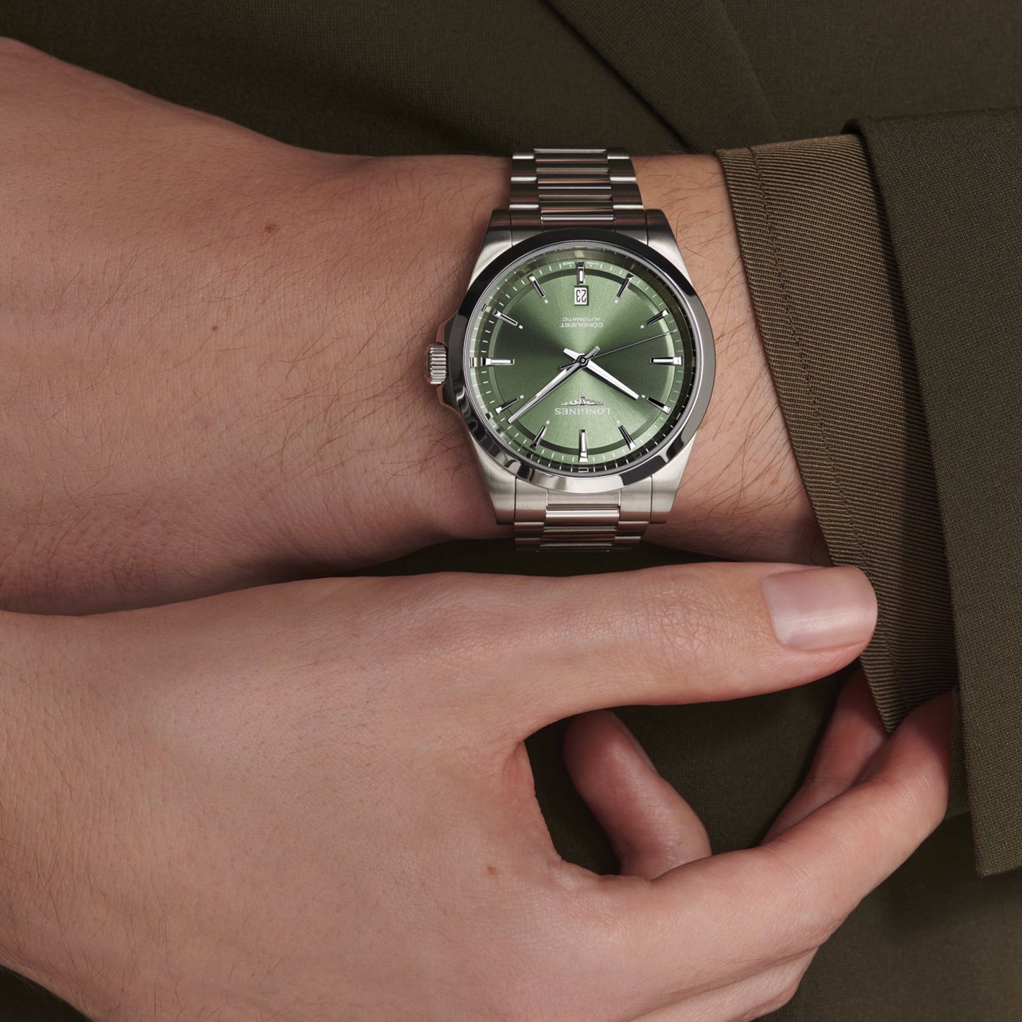 Longines horloge Conquest 2023 41mm groen staal automatisch L3.830.4.02.6