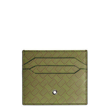 Porta carte montblanc extreme 3.0 verde oliva con motivo intrecciato e logo montblanc argento multilime