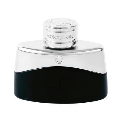 Bottiglia di montblanc legend eau de toilette 30ml nero e argento con design moderno e note fruttate nota