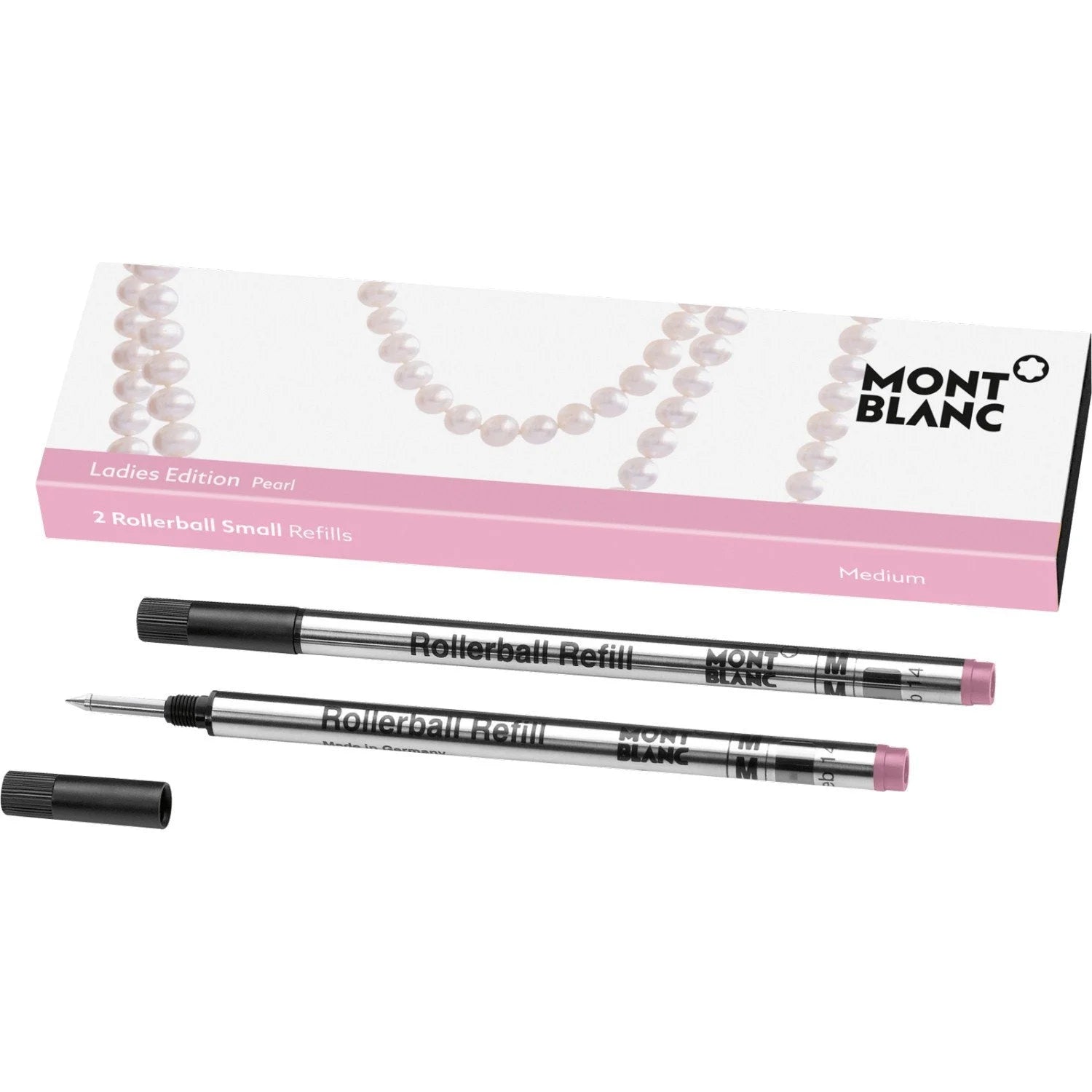 Montblanc refill piccoli per roller mozart ladies edition pearl medium in argento con dettagli rosa elegante