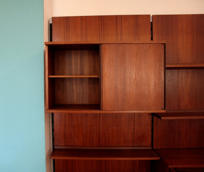 Libreria due moduli in legno parete modulare urio disegnata da ico e luisa parisi per mim anni 60 italiana