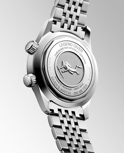 Longines horloge Legend Diver 38mm wit automatisch staal L3.764.4.99.6