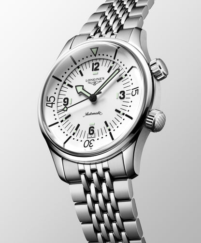 Longines horloge Legend Diver 38mm wit automatisch staal L3.764.4.99.6