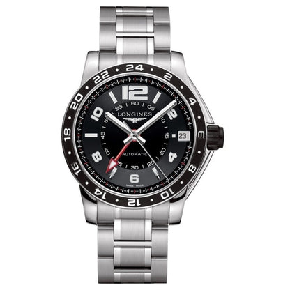 Longines horloge Admiral GMT 42mm zwart automatisch staal L3.668.4.56.6