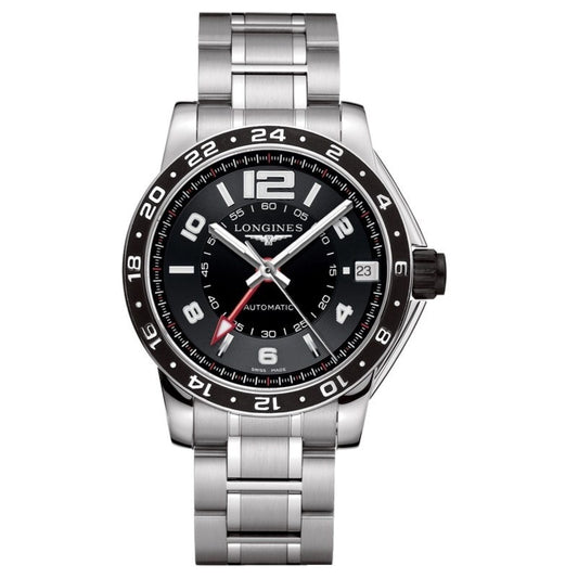 Longines horloge Admiral GMT 42mm zwart automatisch staal L3.668.4.56.6
