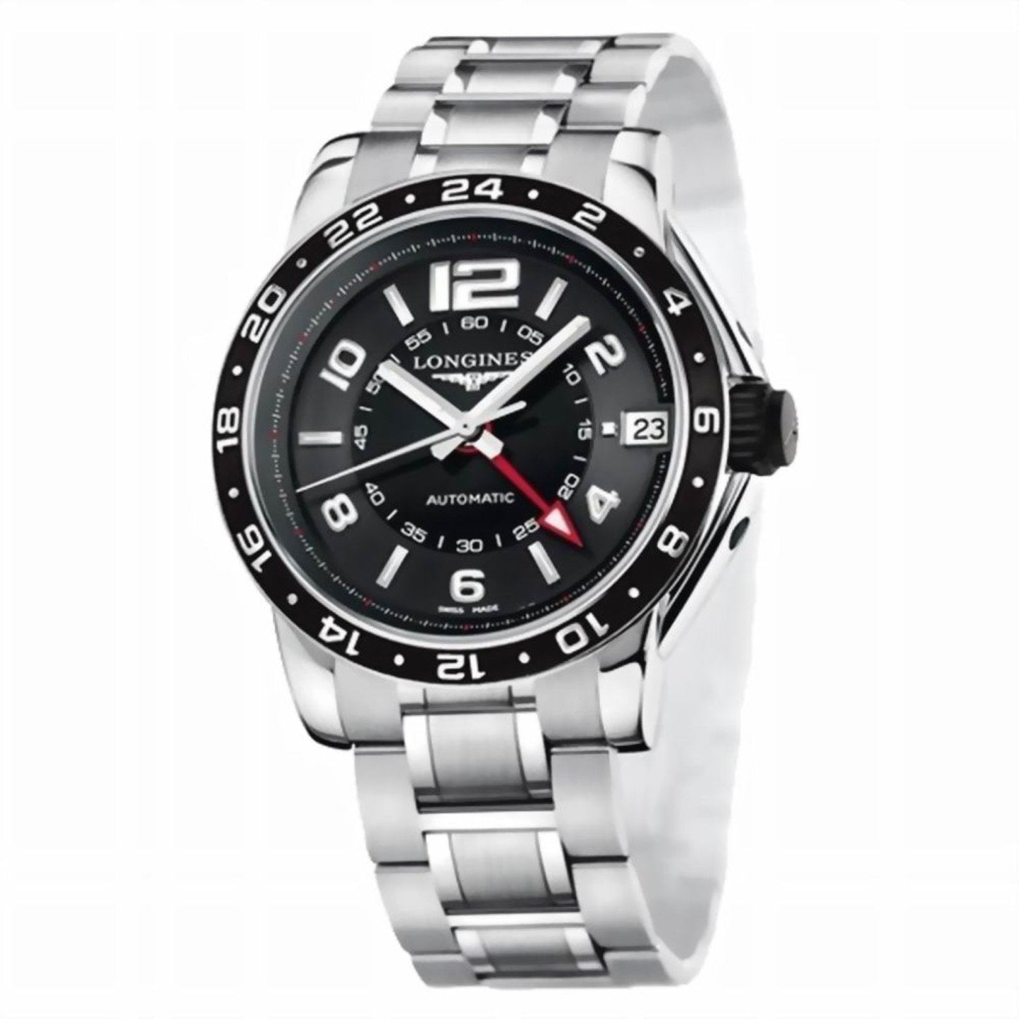 Longines horloge Admiral GMT 42mm zwart automatisch staal L3.668.4.56.6