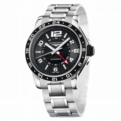 Longines horloge Admiral GMT 42mm zwart automatisch staal L3.668.4.56.6