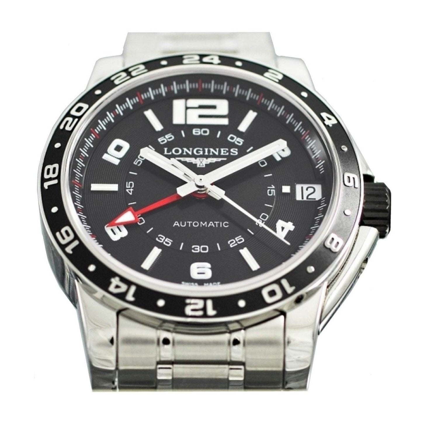 Longines horloge Admiral GMT 42mm zwart automatisch staal L3.668.4.56.6