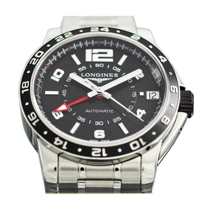 Longines horloge Admiral GMT 42mm zwart automatisch staal L3.668.4.56.6