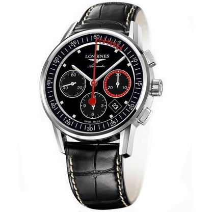 Longines horloge Column-Wheel Chronograph Record 41mm zwart staal automatisch L4.754.4.52.4