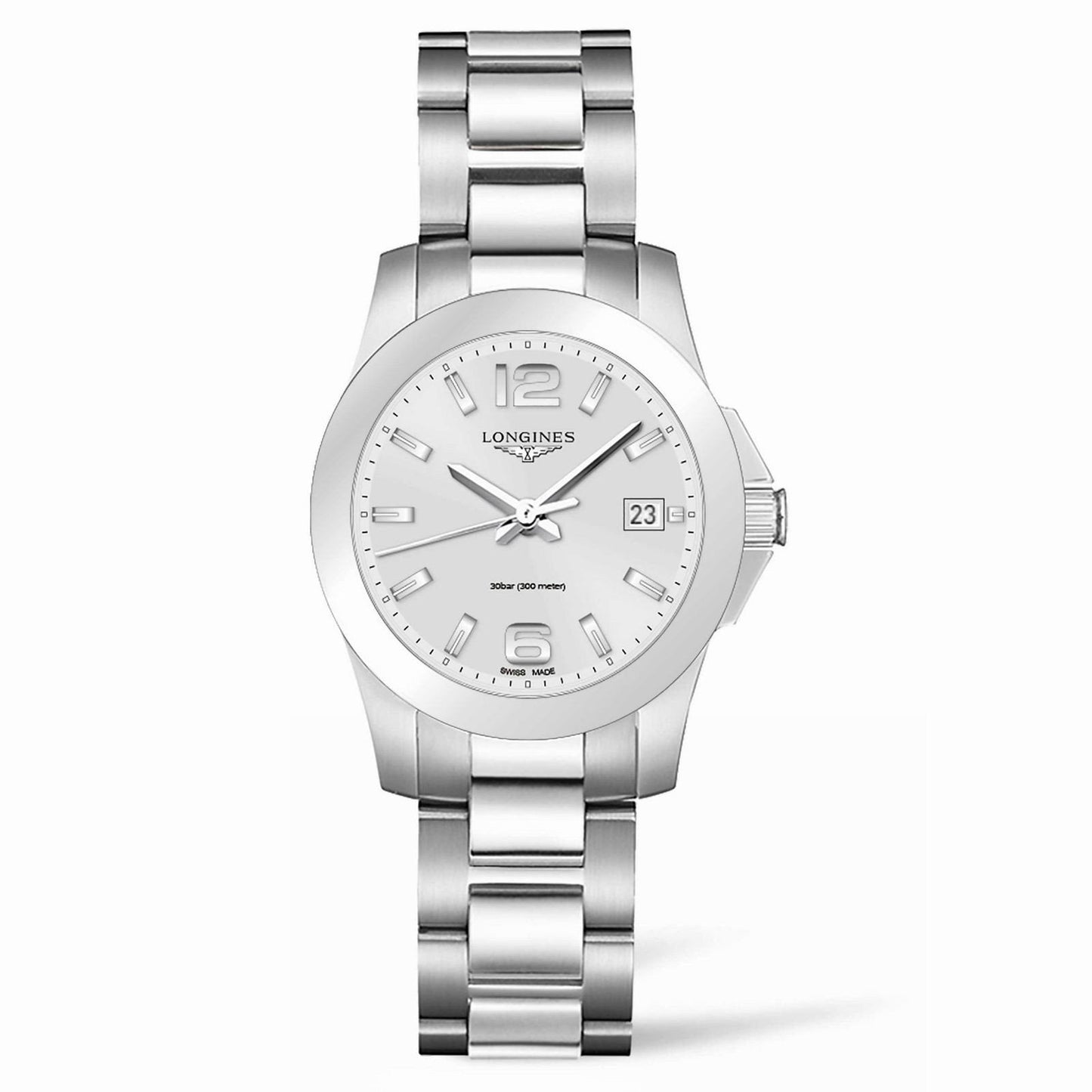 Longines horloge Conquest 34mm zilver staal quartz L3.377.4.76.6