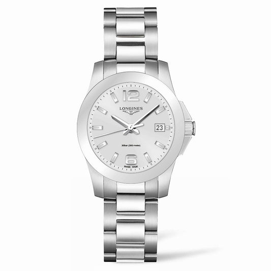 Longines horloge Conquest 34mm zilver staal quartz L3.377.4.76.6