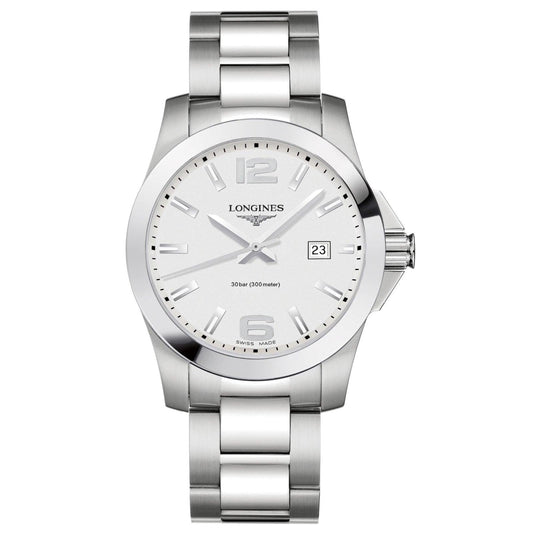 Longines orologio Conquest 41mm argento quarzo acciaio L3.759.4.76.6