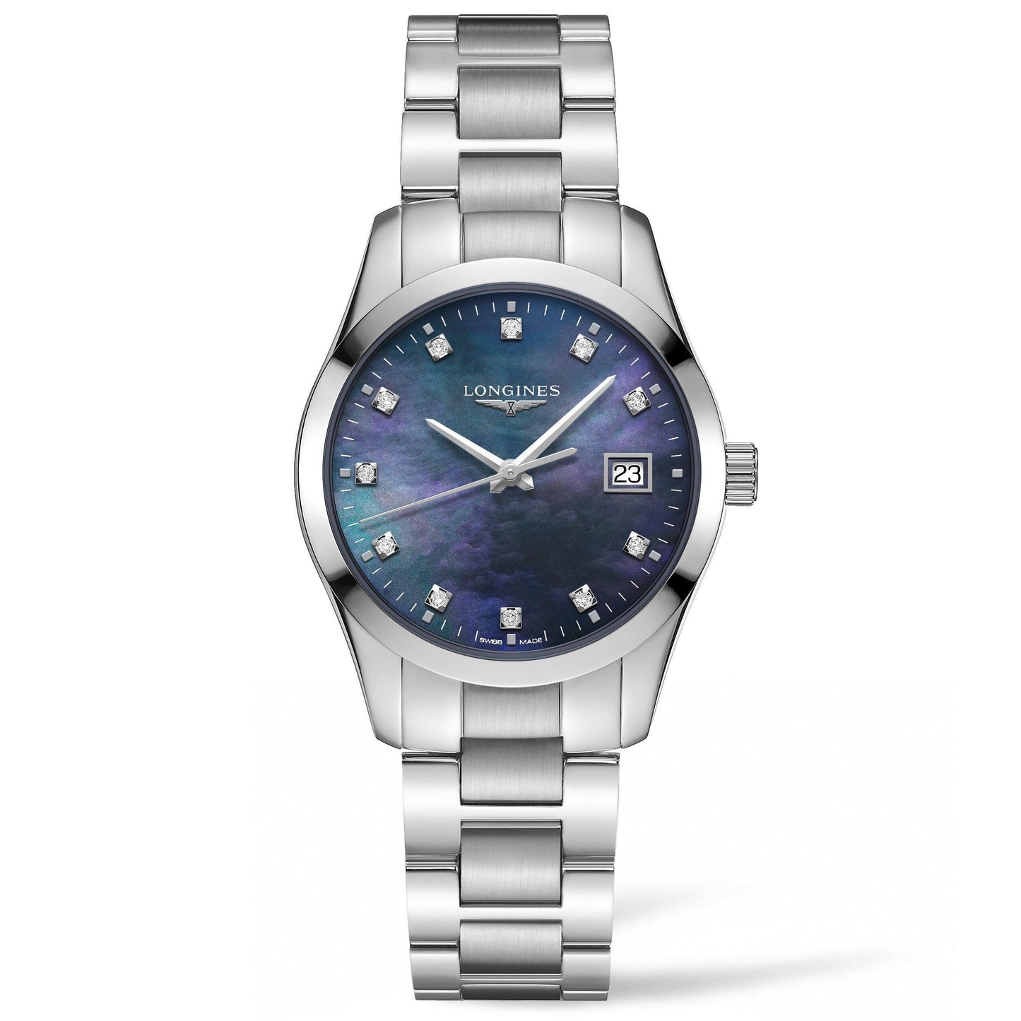 Longines orologio Conquest Classic 34mm madreperla nera acciaio quarzo L2.386.4.88.6