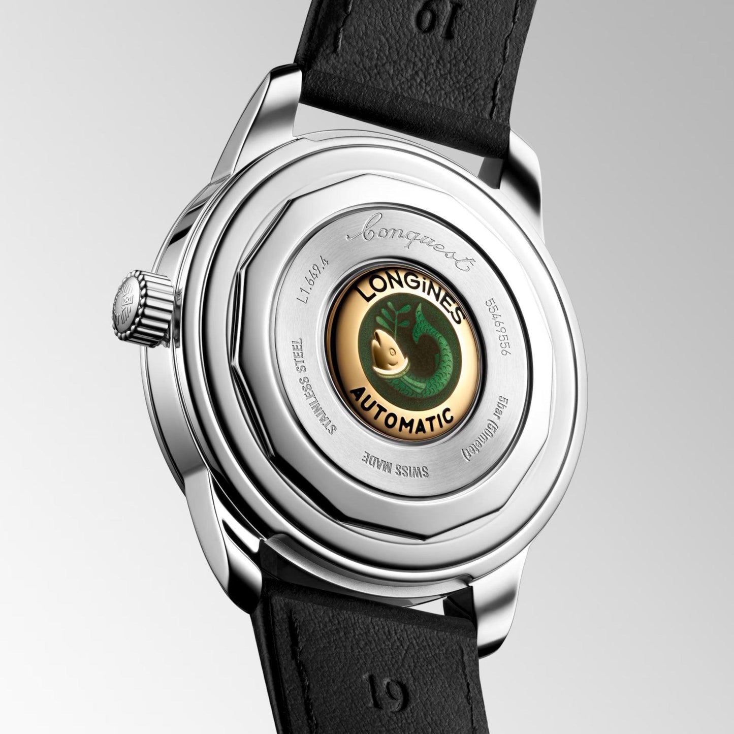 Longines horloge Conquest Heritage 38mm zwart automatisch staal L1.649.4.52.2