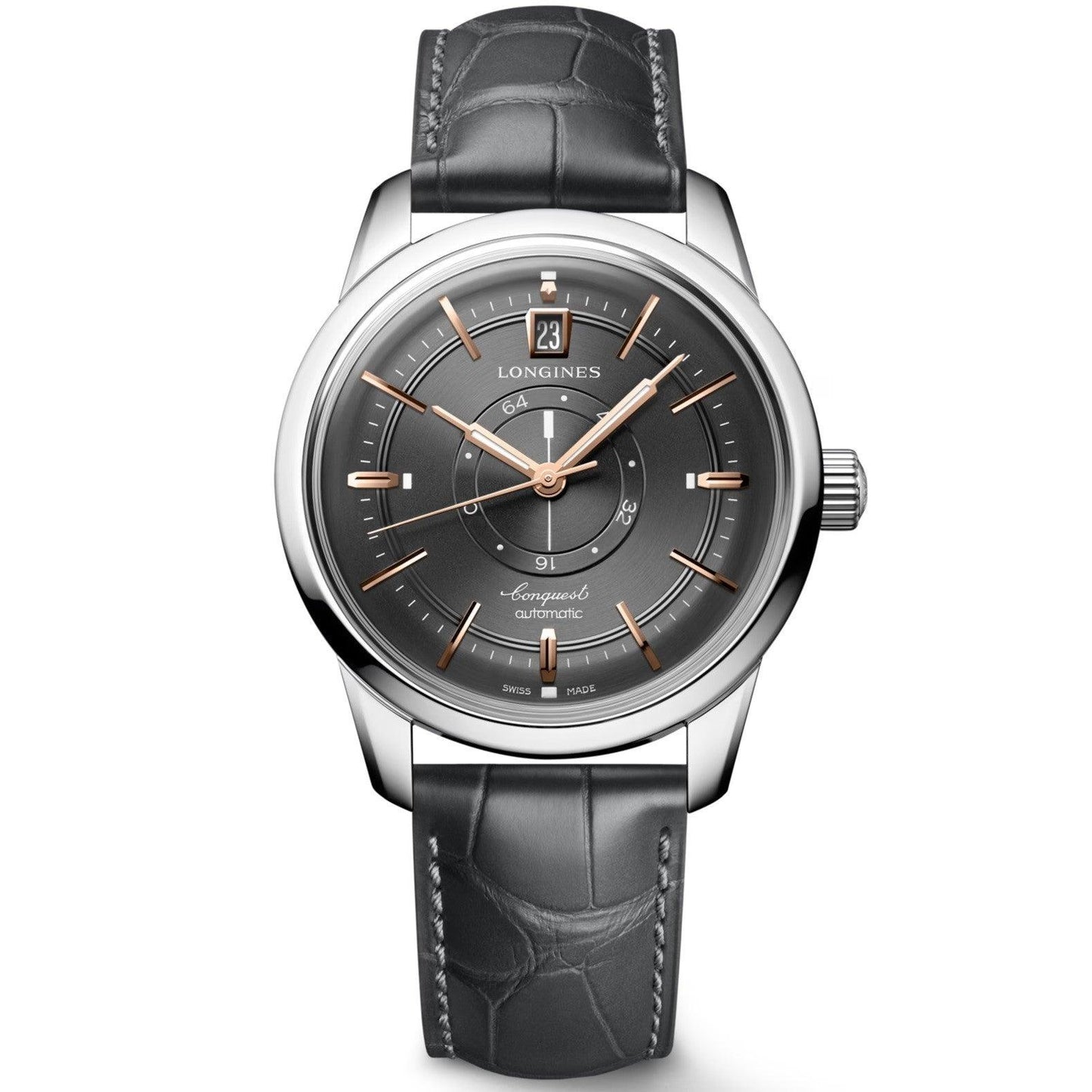 Longines Conquest Heritage Central Power Reserve 38mm Antraciet Automatisch Stalen Horloge L1.648.4.62.2