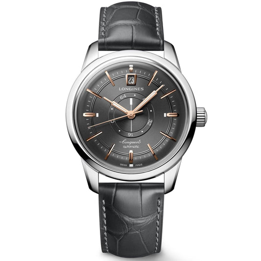 Longines Conquest Heritage Central Power Reserve 38mm Antraciet Automatisch Stalen Horloge L1.648.4.62.2