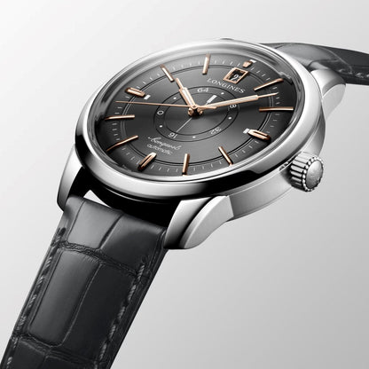 Longines Conquest Heritage Central Power Reserve 38mm Antraciet Automatisch Stalen Horloge L1.648.4.62.2