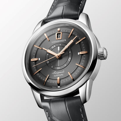Longines Conquest Heritage Central Power Reserve 38mm Antraciet Automatisch Stalen Horloge L1.648.4.62.2