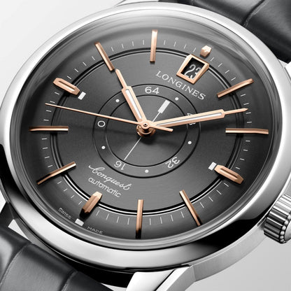 Longines Conquest Heritage Central Power Reserve 38mm Antraciet Automatisch Stalen Horloge L1.648.4.62.2