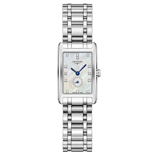 Longines horloge DolceVita 17.70x27mm parelmoer diamanten quartz staal L5.258.4.87.6