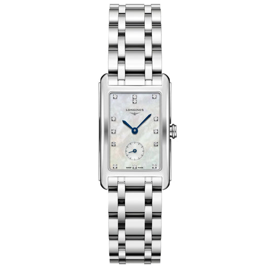 Longines horloge DolceVita 23.30x37mm parelmoer diamanten staal quartz L5.512.4.87.6