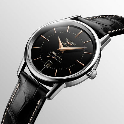Longines horloge Flagship Heritage 38,5mm zwart automatisch staal L4.795.4.58.0