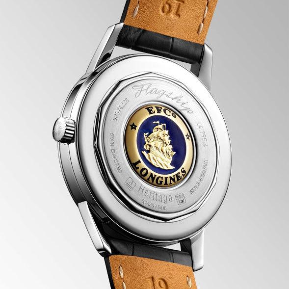 Longines horloge Flagship Heritage 38,5mm zwart automatisch staal L4.795.4.58.0