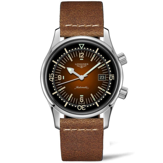 Longines horloge Heritage Legend Diver Tropical Watch 42mm bruin automatisch staal L3.774.4.60.2