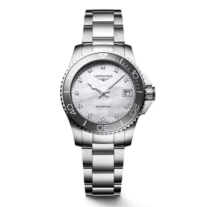 Longines horloge Hydroconquest 32mm parelmoer diamanten quartz staal