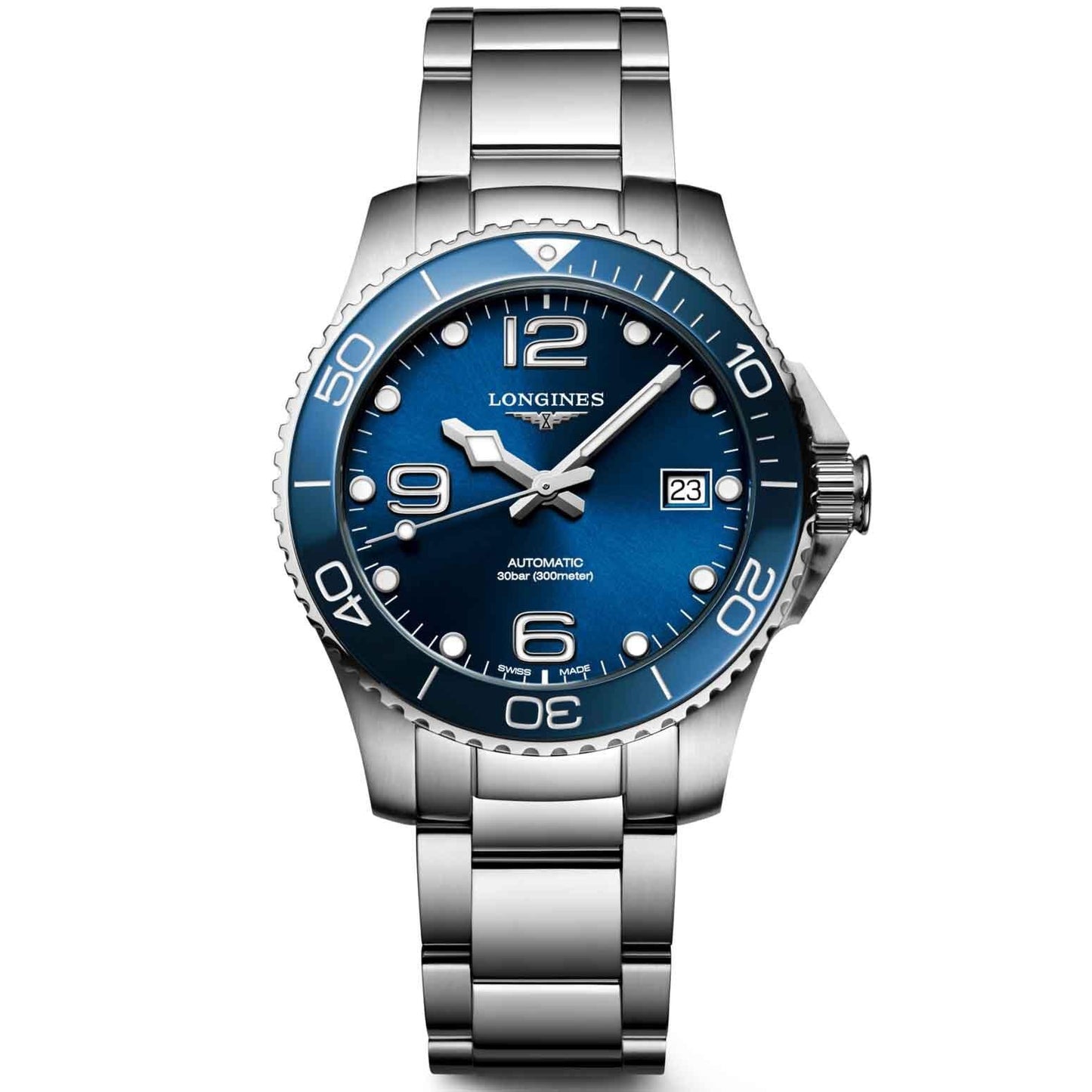 Longines horloge HydroConquest 39mm blauw automatisch staal L3.780.4.96.6