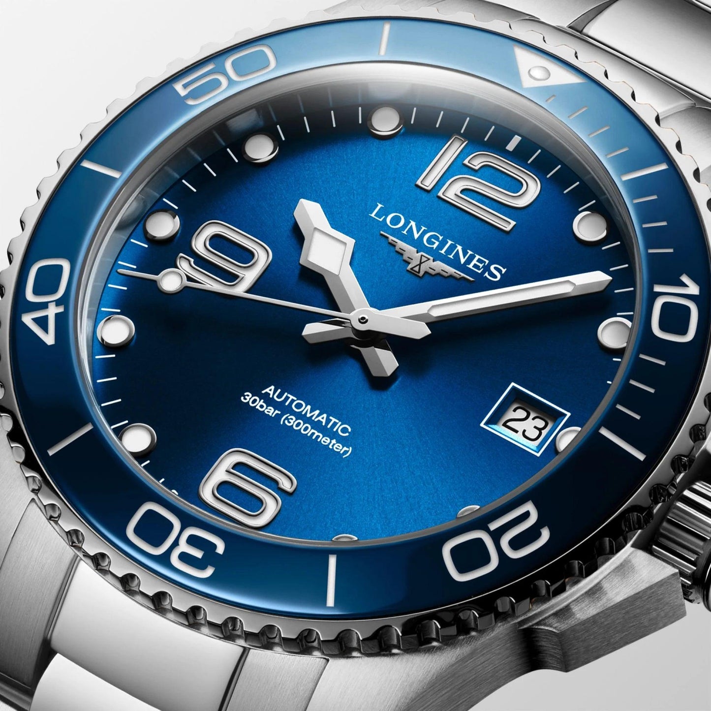 Longines horloge HydroConquest 39mm blauw automatisch staal L3.780.4.96.6