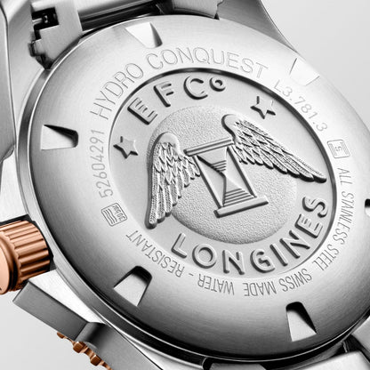 Longines horloge HydroConquest 41mm grijs automatisch staal PVD-afwerking roségoud L3.781.3.78.7