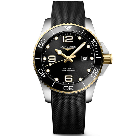 Longines horloge HydroConquest 43mm zwart automatisch staal met PVD afwerking geelgoud L3.782.3.56.9