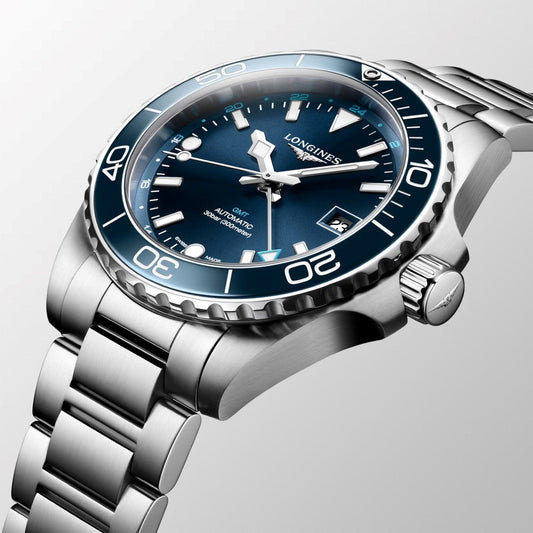 Longines horloge Hydroconquest GMT 41mm blauw automatisch staal L3.790.4.96.6