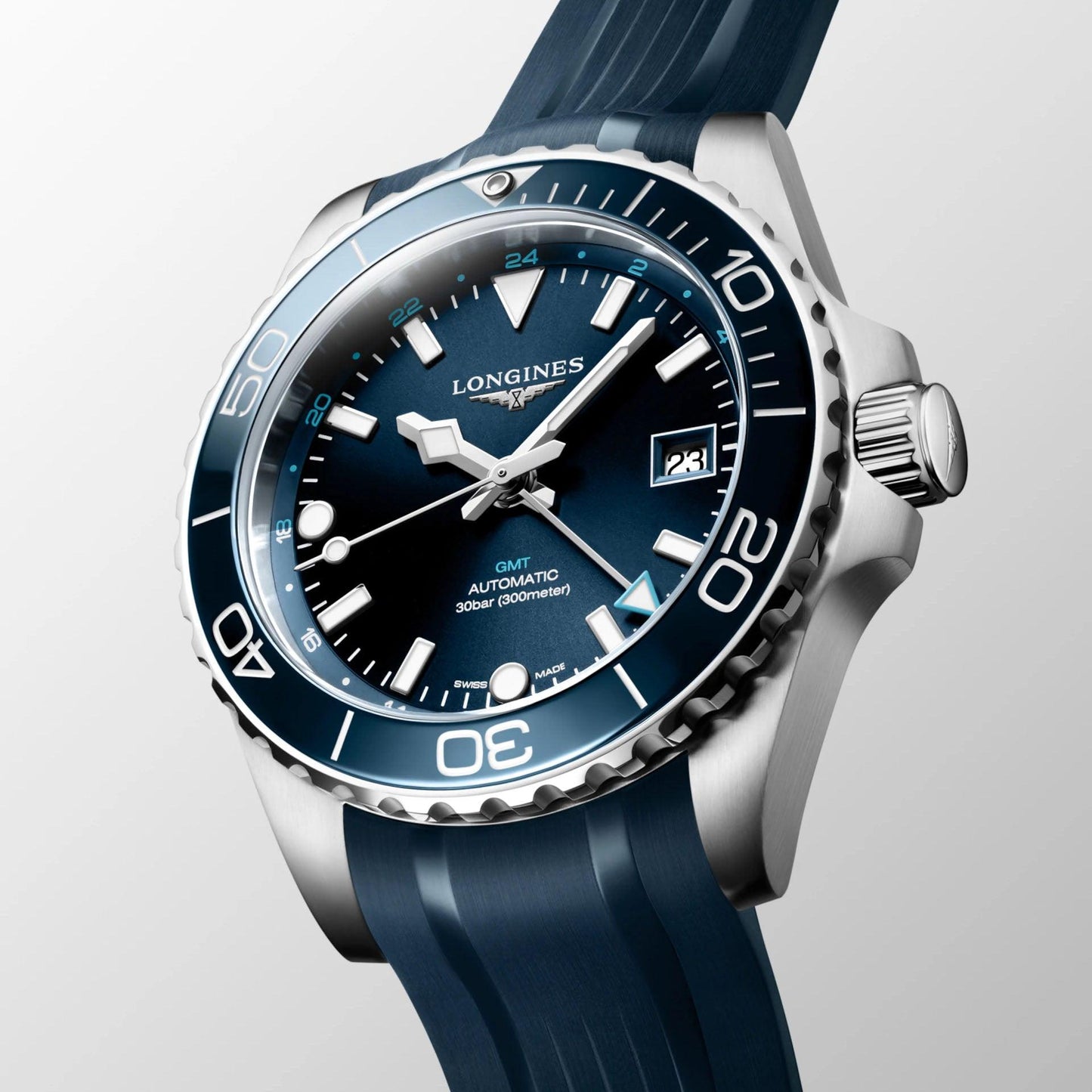 Longines orologio Hydroconquest GMT 41mm blu automatico acciaio L3.790.4.96.9