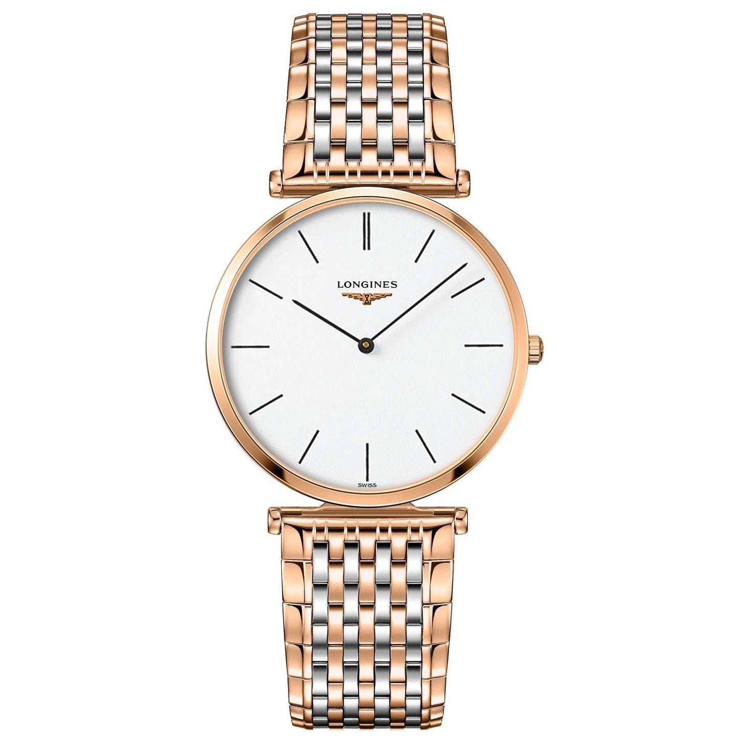 Longines horloge La Grande Classique de Longines 36mm wit quartz staal PVD afwerking roségoud L4.755.1.92.7