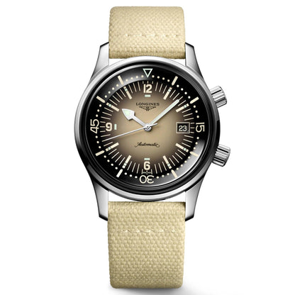 Longines horloge Legend Diver Watch 42mm beige automatisch staal L3.774.4.30.2