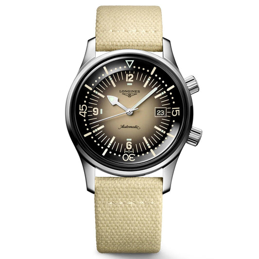 Longines horloge Legend Diver Watch 42mm beige automatisch staal L3.774.4.30.2