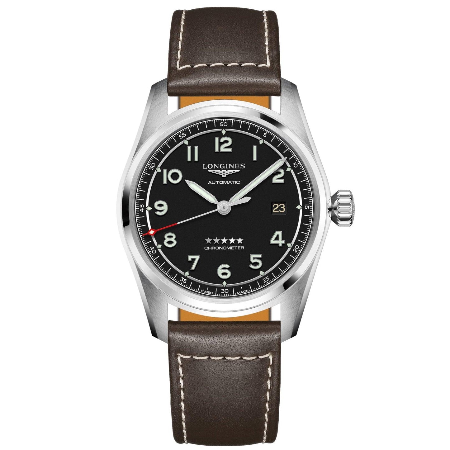 Longines horloge Longines Spirit 40mm zwart automatisch staal L3.810.4.53.0