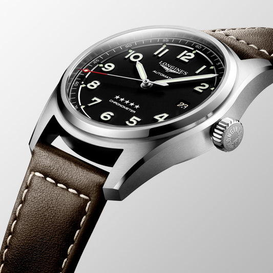 Longines horloge Longines Spirit 40mm zwart automatisch staal L3.810.4.53.0