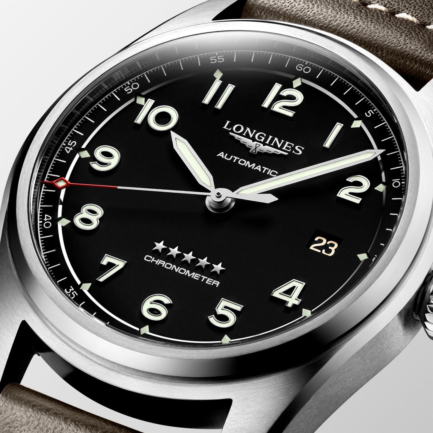 Longines horloge Longines Spirit 40mm zwart automatisch staal L3.810.4.53.0
