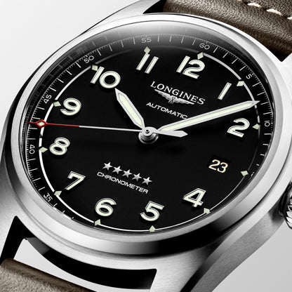 Longines horloge Longines Spirit 40mm zwart automatisch staal L3.810.4.53.0