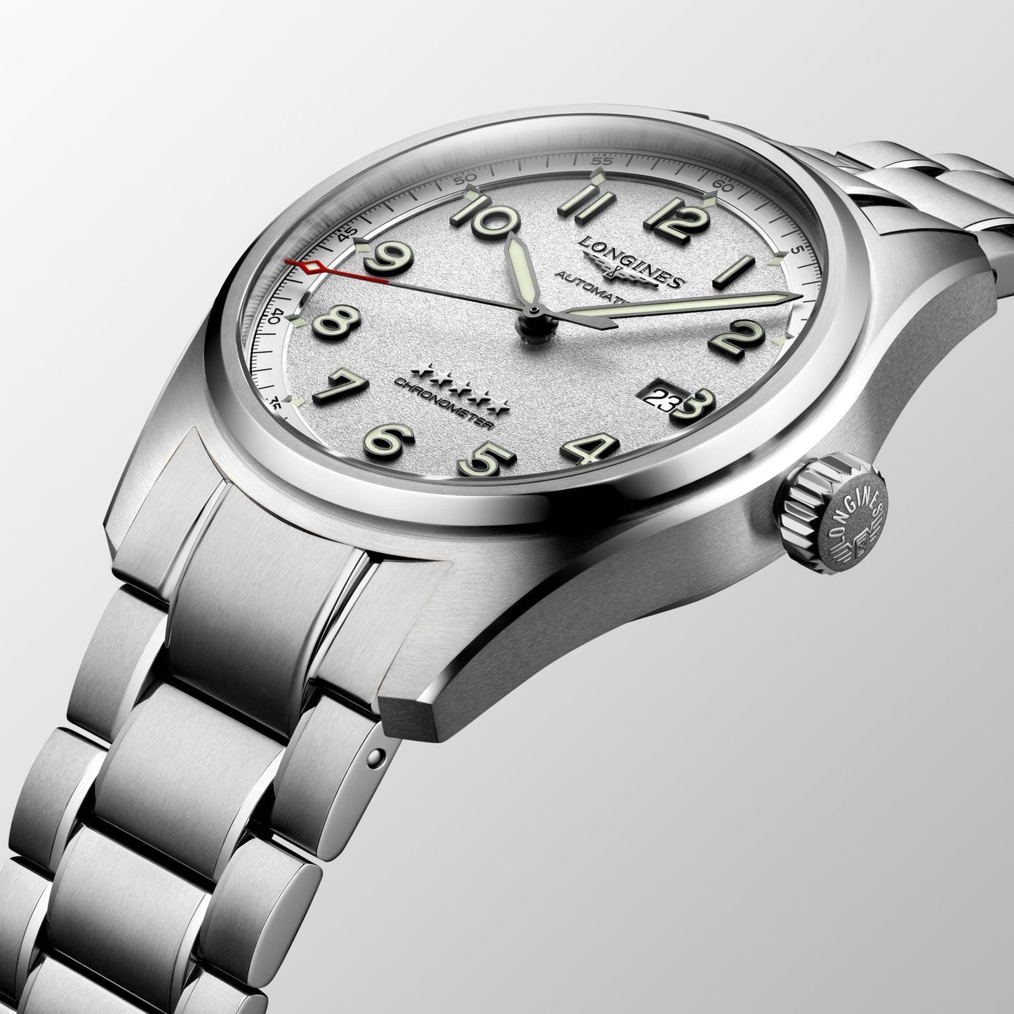 Longines horloge Longines Spirit 42mm zilver automatisch staal L3.811.4.73.6