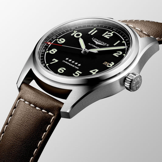 Longines horloge Longines Spirit 42mm zwart automatisch staal L3.811.4.53.0