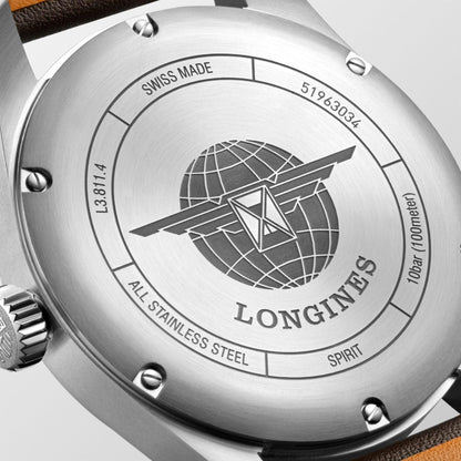 Longines horloge Longines Spirit 42mm zwart automatisch staal L3.811.4.53.0