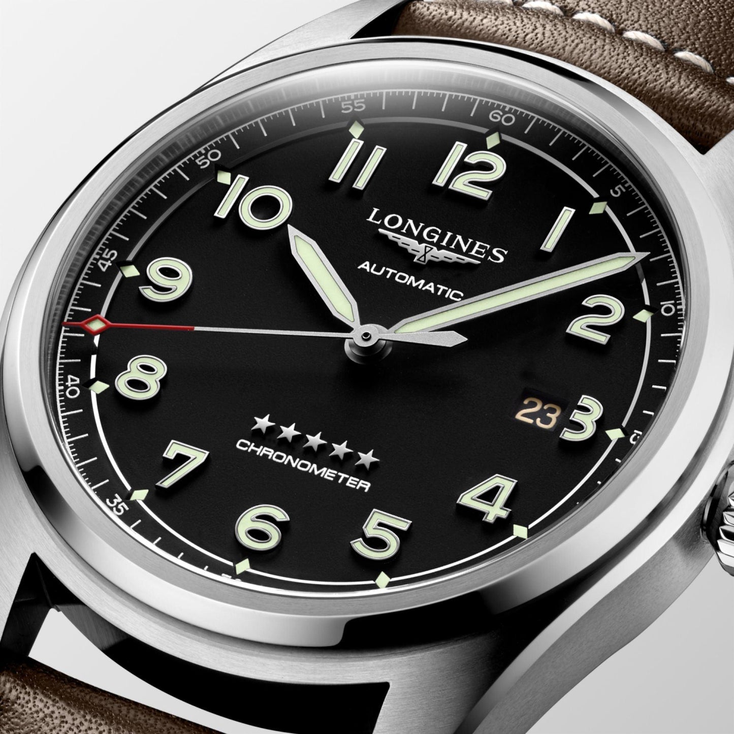 Longines horloge Longines Spirit 42mm zwart automatisch staal L3.811.4.53.0