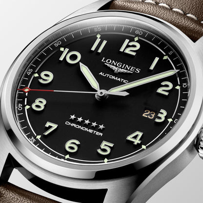 Longines horloge Longines Spirit 42mm zwart automatisch staal L3.811.4.53.0