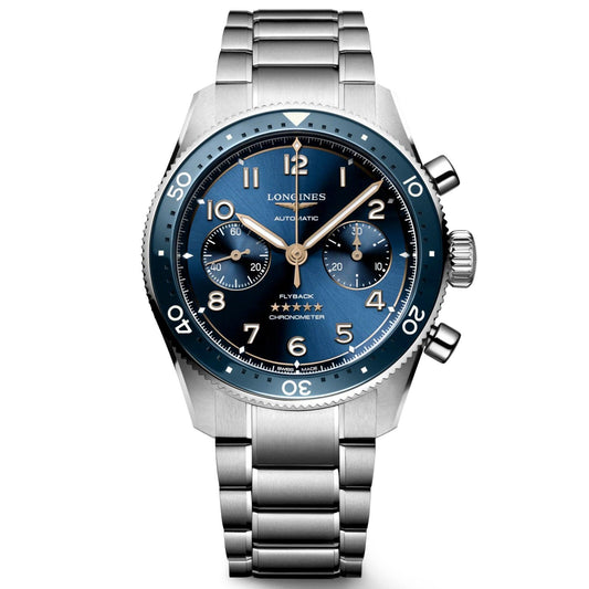 Longines horloge Longines Spirit Flyback 42mm blauw automatisch staal L3.821.4.93.6